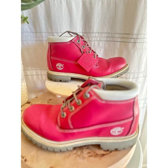Timberland Nellie Chukka Waterproof Boots Pink Leather Women’s Size 8 Y2K - Picture 5 of 8